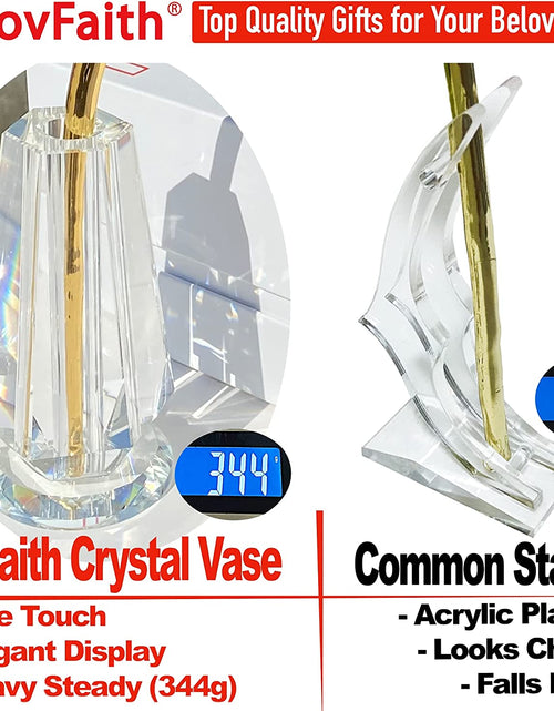 Load image into Gallery viewer, 24K Gold Dipped Real Rose with Crystal Stand, Anniversary Valentines Day Romantic Gift for Her Wife Mom
