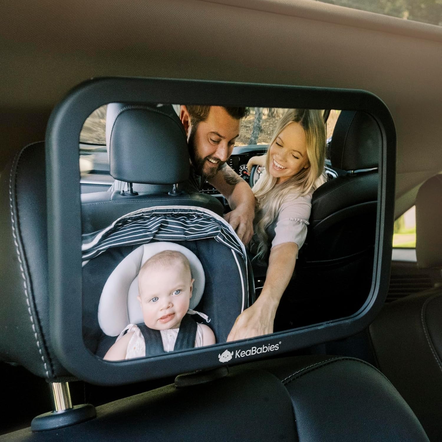 Large Shatterproof Baby Car Mirror - Safety Car Seat Mirror for Rear Facing Infant - Wide Shatterproof  Car Baby Mirror - Carseat Mirrors - Fully Assembled Baby Car Mirror (Matte Black)