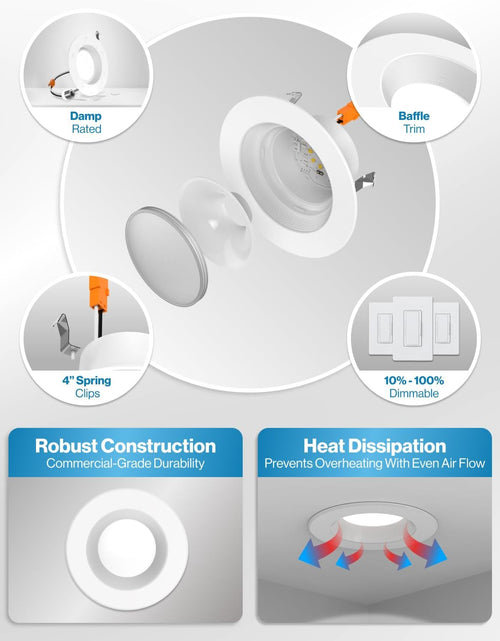 Load image into Gallery viewer, Sunco 4 Pack Retrofit LED Recessed Lighting 4 Inch, 4000K Cool White, Dimmable Can Lights, Baffle Trim, 11W=60W, 660LM, Damp Rated - ETL
