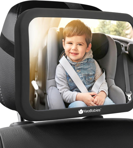 Large Shatterproof Baby Car Mirror - Safety Car Seat Mirror for Rear Facing Infant - Wide Shatterproof  Car Baby Mirror - Carseat Mirrors - Fully Assembled Baby Car Mirror (Matte Black)